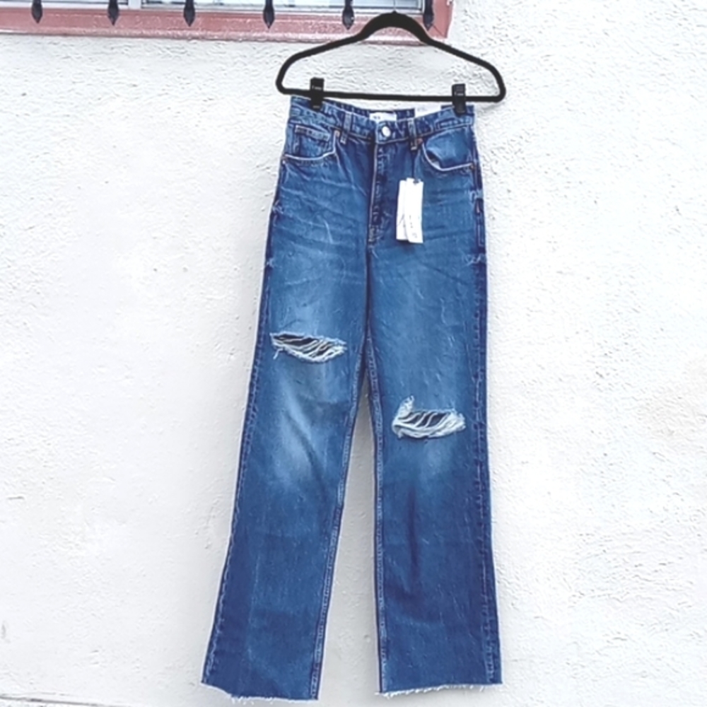 Zara HR Wide Leg Full Length Ripped jeans Size 6/38